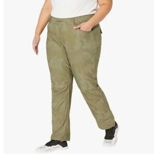 Prana Halle Straight Pants Plus II Sz 18W Sage Camo Outdoors UPF Stretch…